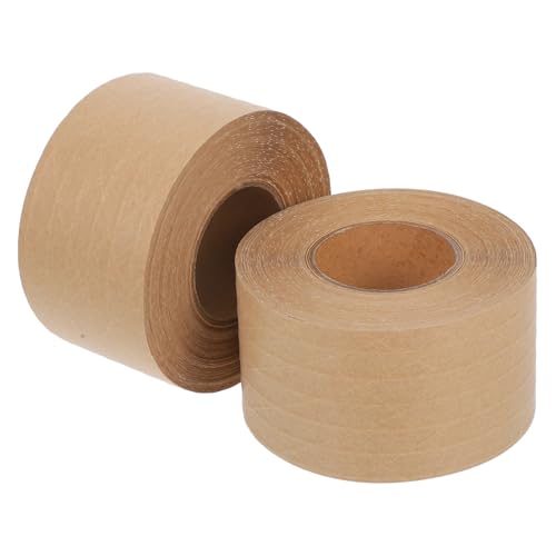 LOORGVEL 2 Stück Verstärktes Kraftpapier klebeband Wasseraktiviertes Faserverstärktes Packband Braun Geruchsneutral Hohe Klebekraft für Sichere Versand Verpackungsanwendungen von LOORGVEL