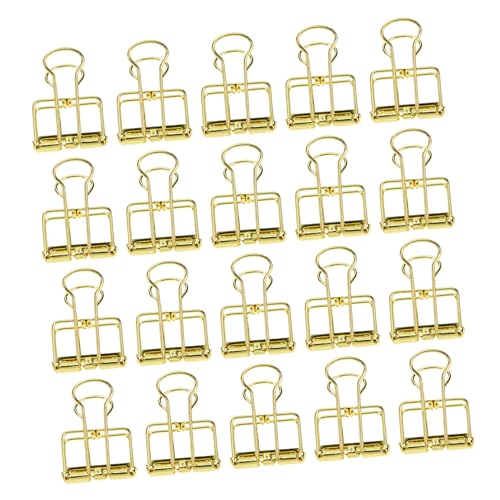 LOORGVEL 20 Stück Dekorative Büroklammern aus Edelstahl Goldfarbene Binder Clips mit Hohlmuster Vielseitige Klemmen für Papier Dokumente und Snacks Starke Federkraft für Büro und Schule von LOORGVEL