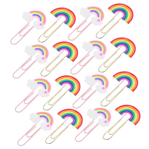LOORGVEL 20 Stück Kleine Bunte Büroklammern Regenbogenform PVC Weiche Papierklammern Vielseitig Einsetzbar für Dokumente Lesezeichen Fotos Schule und Büro von LOORGVEL