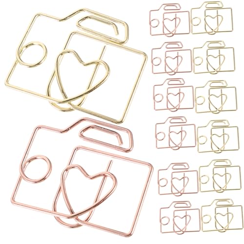 LOORGVEL 20 Stück Kreative Metallklammern Kleine Büroklammern in Gold und Roségold Stabile Mini Craft Clips für Akten und Papier Praktische Heftklammern für Büro und Basteln von LOORGVEL