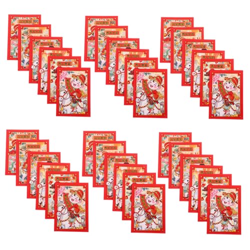 LOORGVEL 20 Stück Rote Umschläge Jahr Des Pferdes Cartoon Design Robustes Papier Vielseitig für Hochzeit Neujahr Geburtstag Festliche Geschenktüten mit Segenswörtern von LOORGVEL