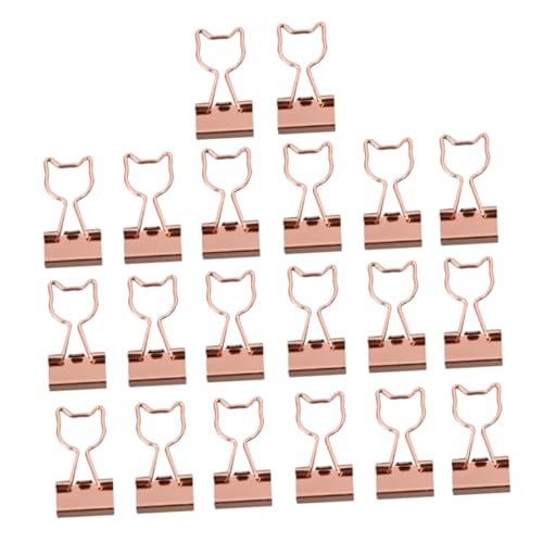 LOORGVEL 20 Stück Teiliges Metall Büroklammern Katzenmotiv Roségold Praktische Aktenklammern für Papier und Dokumente Leichte Handliche Binder Clips für Büro und Bastelarbeiten von LOORGVEL