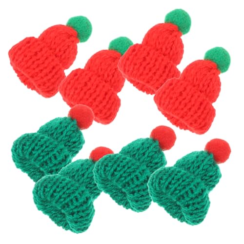 LOORGVEL 20 Stück Teiliges Miniatur Weihnachtsmützchen aus Robustem Material DIY Bastelzubehör für Flaschendekoration Weihnachtsbaum und Festdekor Rot Grün mit Kugelverzierung Vielseitig von LOORGVEL