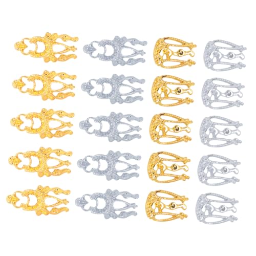 LOORGVEL 20 Stück Teiliges Nail Art Dekorationsset Elegante Manicure Charms aus Gold und Silber DIY Nagelkunst Zubehör für Stilvolle Glänzende Nail Art Designs Einfache Anwendung für Damen von LOORGVEL