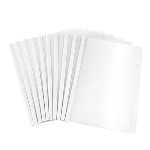 LOORGVEL 20 Stück Teiliges Transparentes Aktenordner mit Schiebestange Rutschfester Dokumentenhalter für Büro Schule und Zuhause Flexible Kunststoffmappe bis Papierstärke Weiß von LOORGVEL