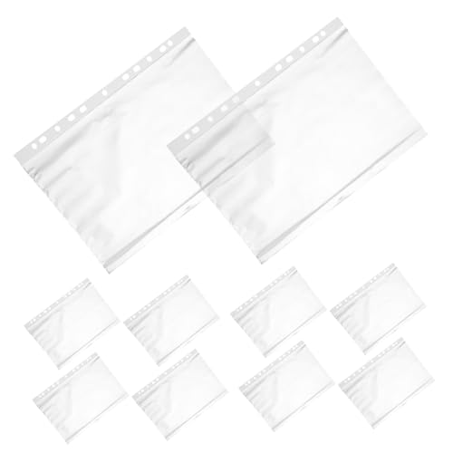 LOORGVEL 200 Stück Klarsichthüllen Teilig Verschleißfeste PVC Dokumententaschen mit Lochung Transparente Ordner Fächer für Büro und Studium Praktische Sammelmappen für Fotos und Papiere von LOORGVEL