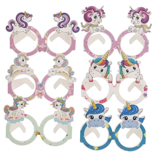 LOORGVEL 24 Paare Teiliges Einhorn Partybrillen Bunte Lustige Kinderbrillen mit Klarer Druckqualität Sichere Partydeko für Geburtstagsfeiern und Festlichkeiten Geeignet für Erwachsene von LOORGVEL