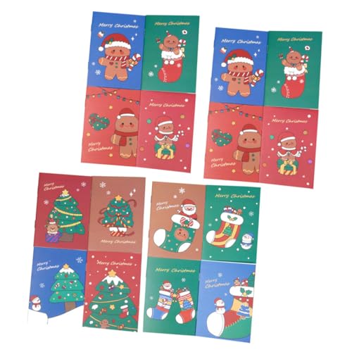 LOORGVEL 24 Stück Teiliges Weihnachts Notizblock Pocket Notebooks mit Cartoon Gingerbread Weihnachtsbaum und Weihnachtsstrumpf Motiven Kleine Notizbücher für Schule Büro von LOORGVEL