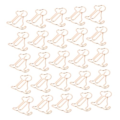 LOORGVEL 25 Stück Teiliges Metall Lesezeichenclips in Niedlicher Hundegestalt Roségoldfarbene Papierklammern aus Robustem Metall Dekorative Tierform Büroklammern für Karten Fotos und von LOORGVEL