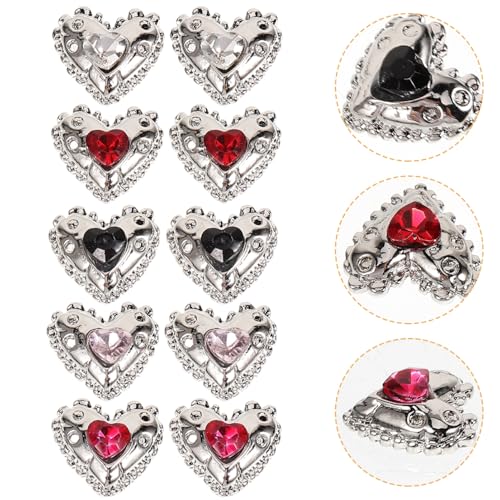 LOORGVEL 25 Stück Teiliges Nail Art Charms Herzförmige Nageldekorationen mit Strasssteinen Langlebig und Farbecht Geeignet für DIY Maniküre Salon Party und Hochzeit Kawaii Nagelaccessoires von LOORGVEL