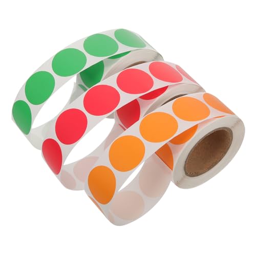 LOORGVEL 3 Rollen Farbige Runde Aufkleber Selbstklebende Punkte Etiketten für Beschriftung Farbkodierung Organisation Büro Schule DIY von LOORGVEL