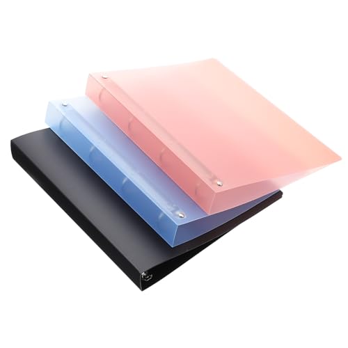 LOORGVEL 3 Stück D ring Ordner Transparent Schwarz Blau Rot Langlebig Vielseitig für Büro Schule Zuhause Dokumentenorganisation von LOORGVEL