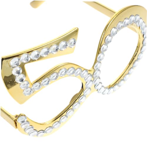 LOORGVEL 3 Stück Teiliges Zahlenbrille für Erwachsene Leichte und Wiederverwendbare Partybrille mit Goldenem Glitzer für Geburtstage Jubiläen und Festliche Feiern von LOORGVEL