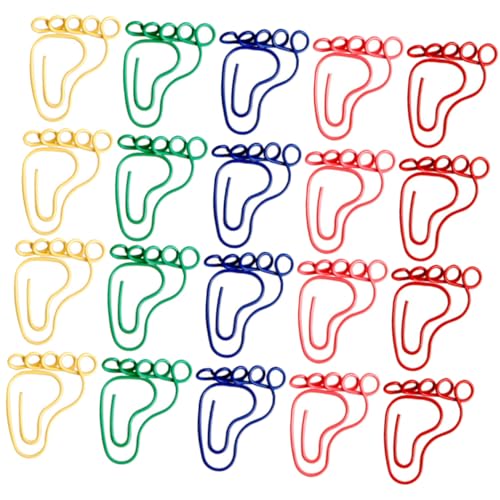 LOORGVEL 30 Stück Teiliges Fußform Büroklammern aus Metall Bunte Farbige Briefklammern für Büro und Schule Praktische Dokumentenhalter und Memo clips für Organisation und Dekoration von LOORGVEL