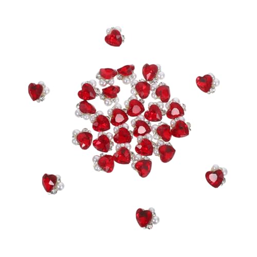 LOORGVEL 30 Stück Teiliges Nagelstrasssteine Bordeauxrot Nail Charms für Damen Langlebige Leuchtende Steinchen für Kreative Maniküre DIY Nageldesign Geeignet für Partys Alltag und von LOORGVEL