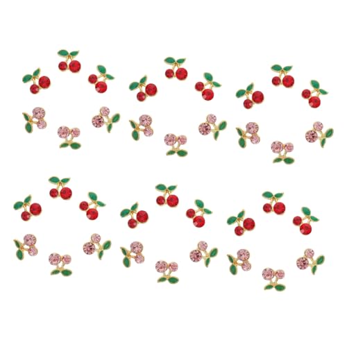 LOORGVEL 36 Stück Kirsch Nail Art Charms aus Langlebiger Legierung Glänzende Nageldekoration für Frauen Einfach Anzubringen für Natürliche und Künstliche Nägel Geeignet für Partys und von LOORGVEL