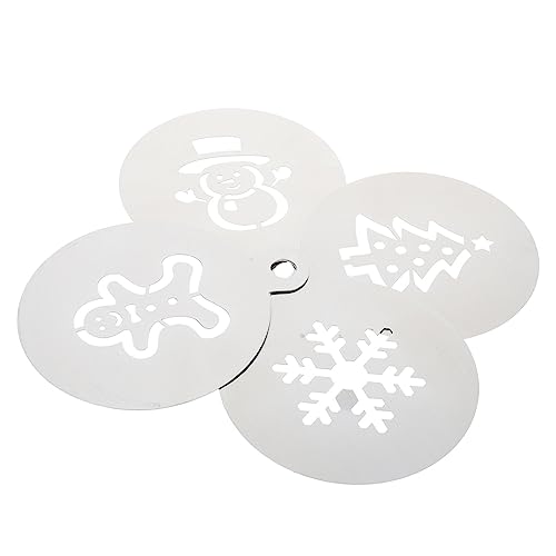 LOORGVEL 4 Stk. Teiliges Backschablonen Weihnachtsmotive Silber Präzise Zuckerpulver Schablonen für Kuchen Kaffee Gebäck Kreative Sprühschablonen für Festliche Tortendekoration von LOORGVEL