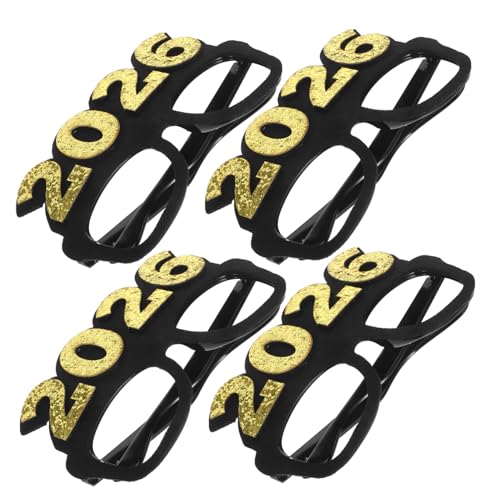 LOORGVEL 4 Stück Partybrillen Schwarz-gold Glitzer Leicht Pc-filz Material Festliche Nye Foto Accessoires Partygeschenke von LOORGVEL