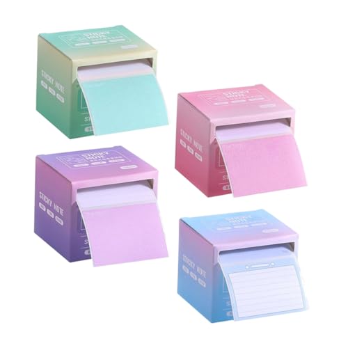 LOORGVEL 4 Stück Selbstklebende Abreißbare Haftnotizen im Pull Out Spenderbox Design Farbverlaufene Memo Pads in Blau Grün Violett für Büro Schule Zuhause Praktische Notizzettel für von LOORGVEL