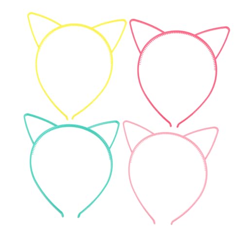 LOORGVEL 4 Stück Teiliges Bunte Kunststoff Haarreifen mit Katzenohren für Mädchen und Frauen Verspieltes Stirnband für Party Kostüme Alltag und Einzigartige Accessoires von LOORGVEL