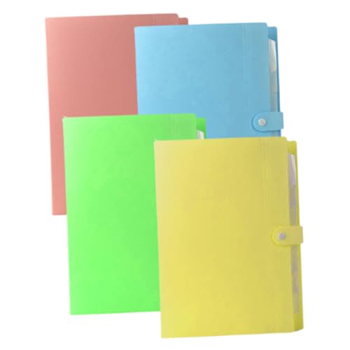 LOORGVEL 4 Stück Teiliges Dokumentenmappe Vielseitiger PP Aktenordner mit Mehrschichtigen Fächern Kompakter Büro Organizer zur Papieraufbewahrung Farbiges Desktop File Folder für von LOORGVEL
