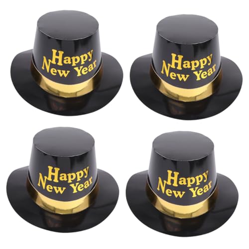 LOORGVEL 4 Stück Teiliges Partyhüte Schwarz Gold Neujahrsparty Kopfbedeckung Leicht Bequem Für Erwachsene von LOORGVEL