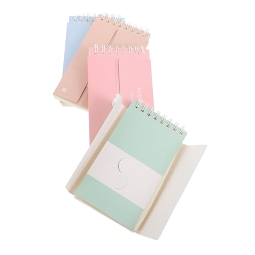 LOORGVEL 4 Stück Teiliges Spiralgebundene Notizbücher Blanko Vokabelkarten Tragbare Memo Pads Farbmix Rosa Blau Grün Braun für Schule und Studium von LOORGVEL
