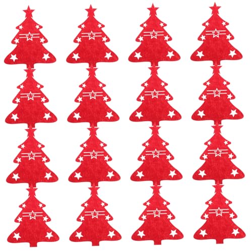 LOORGVEL 48 Stück Teiliges Weihnachts-bestecktaschen Filz Rote Besteckbeutel mit Weihnachtsbaum-Motiv Weiche Stabile Silberbesteck-aufbewahrungstaschen für Festliche Tischdekoration und von LOORGVEL