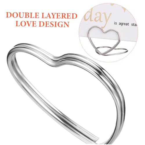 LOORGVEL 48 Stück Tischkartenhalter Herzform aus Metall Doppellagige Memo clip Halter für Tischnummern Notizen und Fotos Silberne Kartenhalter für Hochzeit Party und Bürodekoration von LOORGVEL