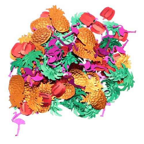 LOORGVEL 5 Packungen Hawaiianisches Partykonfetti mit Tropischen Motiven Bunte Streudeko für Luau partys Sommerliche Tischdekoration mit Flamingo Ananas Tropical und Chili Hawaii party von LOORGVEL