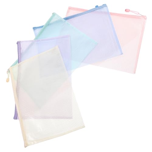 LOORGVEL 5 Stück Teiliges Bunte Mesh zipptaschen Wasserdichte Durchsichtige Aufbewahrungstaschen mit Flachem Reißverschluss für Dokumente Büro Schule Reise und Kosmetik LOORGVEL 5 Stück Teiliges Bunte Mesh zipptaschen Wasserdichte Durchsichtige Aufbewahrungstaschen mit Flachem Reißverschluss für Dokumente Büro Schule Reise und Kosmetik von LOORGVEL