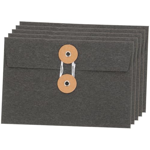 LOORGVEL 5 Stück Teiliges Dicke Postkarten Aufbewahrungstaschen aus Kraftpapier mit Schnurverschluss Robuste Dokumentenumschläge für Büro und Schule Vielseitige Aktenhüllen zum Sicheren von LOORGVEL