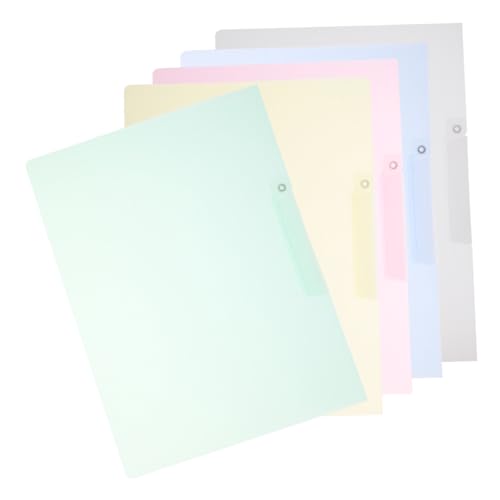 LOORGVEL 5 Stück Transparente Dokumentenmappen mit Seitlichem Drehverschluss und Stabklammern Leichte Kunststoff Sammelmappen zum Sicheren Ordnen von Papieren im Büro und Schule von LOORGVEL