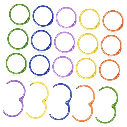 LOORGVEL 50 Stück Bunte Metall Buchringe Vielseitige Heftringe für Karteikarten Schlüsselanhänger Zubehör Sichere Halterung Leicht und Tragbar für Büro und Schule von LOORGVEL