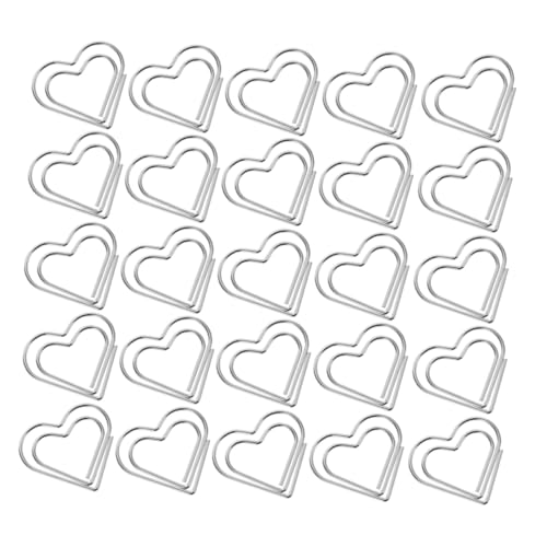 LOORGVEL 50 Stück Herzförmige Metall Büroklammern Kleine Kreative Lesezeichen Dekorative Papierklammern Für Büro Schule Dokumentenorganisation Silber von LOORGVEL