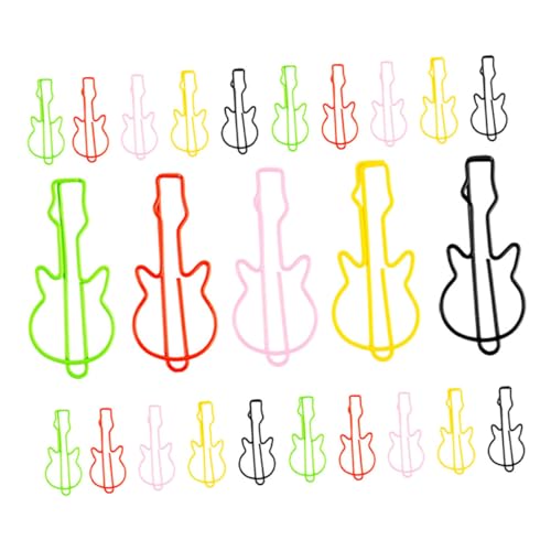 LOORGVEL 50 Stück Metallic Gitarren Büroklammern Bunte Lesezeichen Robust Kreative Musikdesigns Für Büro Schüler Geschenkideen von LOORGVEL