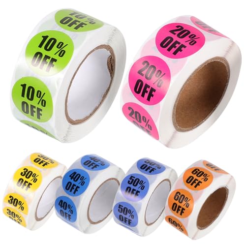 LOORGVEL 6 Rollen Runde Rabattaufkleber mit Selbstklebendem Design Preisschilder für Supermarkt und Einzelhandel Langlebige Aufkleber in Verschiedenen Stilen pro Praktisch und Vielseitig LOORGVEL 6 Rollen Runde Rabattaufkleber mit Selbstklebendem Design Preisschilder für Supermarkt und Einzelhandel Langlebige Aufkleber in Verschiedenen Stilen pro Praktisch und Vielseitig von LOORGVEL