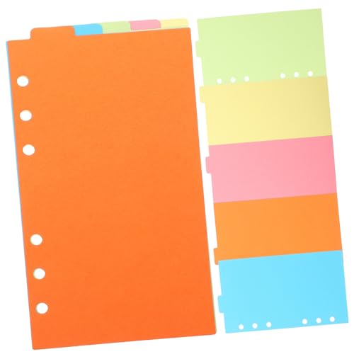 LOORGVEL 6 Sätze Farbige Index Registerkarten Nachfüllpapier Vertikal Leichte Strapazierfähige Trennblätter für Ringbuch Schule Büro Organizer Wiederverwendbar Glatte Oberfläche Robust von LOORGVEL