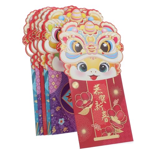 LOORGVEL 6 Stück Chinesische Neujahrs Hong Bao Umschläge mit Schlangen Motiv Faltbare Rote Geldumschläge für Frühlingsfest Geräumig Festliches Cartoon Design Vielseitig für Geldgeschenke von LOORGVEL