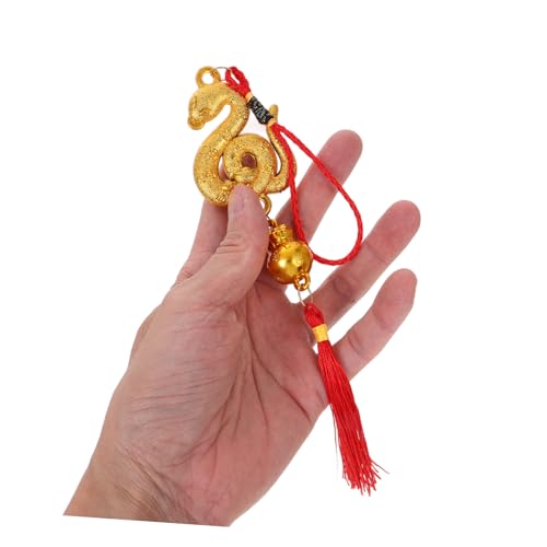 LOORGVEL 6 Stück Chinesische Neujahrsdekorationen mit Goldfarbenen Schlangen anhängern und Chinesischem Knoten Festliche Glücksbringer für Zuhause Auto Büro Traditionelle Feng Shui von LOORGVEL