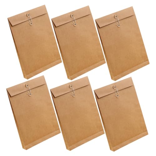 LOORGVEL 6 Stück Dokumententaschen aus Braunem Kraftpapier Quadratischer Boden Große Kapazität Leichter Papier Organizer für Büro Schule Reise und Kleidungspacktaschen von LOORGVEL