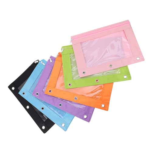 LOORGVEL 6 Stück Teiliges Binder Taschen aus Oxford mit Reißverschluss Wasserdichte Dokumenten und Stifttaschen Große Kapazität Transparente Fenster Reißfest für Schule und Büro von LOORGVEL