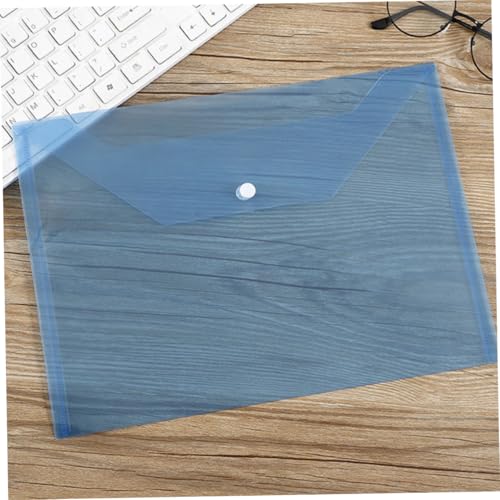 LOORGVEL 6 Stück Teiliges Dokumentenmappe Transparent und Blau Dicke Kunststoff ordner mit Knopfverschluss Robuste Dokumententaschen für Büro und Zuhause Große Kapazität Leicht und von LOORGVEL