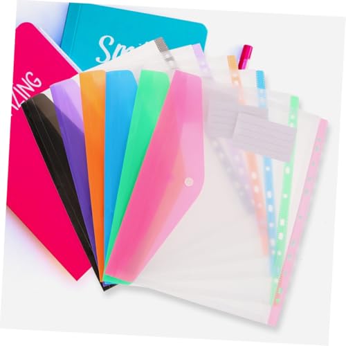 LOORGVEL 6 Stück Teiliges Dokumententaschen mit Druckknopf Verschluss Transparente Loseblatt Ordner Taschen in Farben Strapazierfähige Aufbewahrungstaschen für Büro und Schule Praktische von LOORGVEL