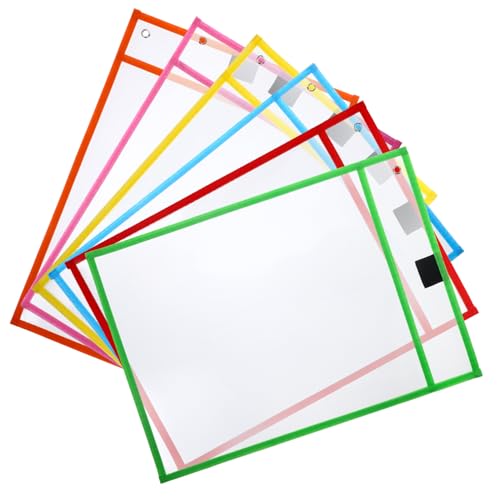 LOORGVEL 6 Stück Teiliges Klare Transparente Sheet Protector Dokumentenhüllen Wiederbeschreibbar Glatte Oberfläche Langlebig für Büro Schule Zuhause Schützt Leichte Papiere Zufällige Farbe von LOORGVEL