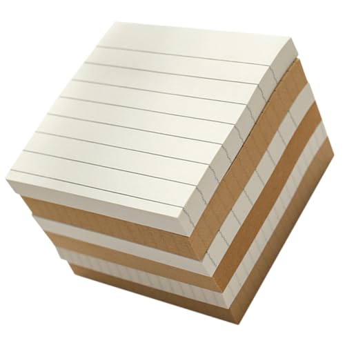 LOORGVEL 6 Stück Teiliges Selbstklebendes Notizblock Abreißbare Haftnotizen in Weiß Kraftpapier Glattes Schreibpapier Wiederablösbar für Büro Schule und Organisation von LOORGVEL
