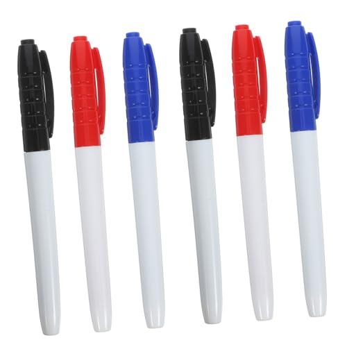 LOORGVEL 6 Stück Whiteboard Marker Feine Spitze Wasserbasierte Abwischbare Marker Stifte in Blau Schwarz Rot für Schule Büro und Zuhause Wiederverwendbare Trockenmarker für Glatte von LOORGVEL