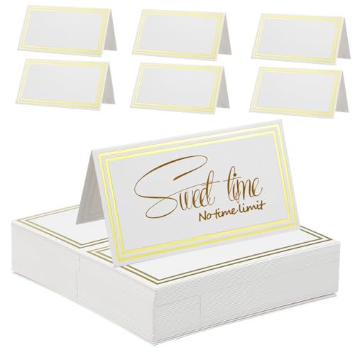 LOORGVEL 60 Stück Tischkarten mit Bronzierter Randverzierung Dreidimensional Stabile Papiertischkarten für Hochzeit Bankett Dinner Elegante Platzkarten für Erinnerungen und Tischdekoration von LOORGVEL