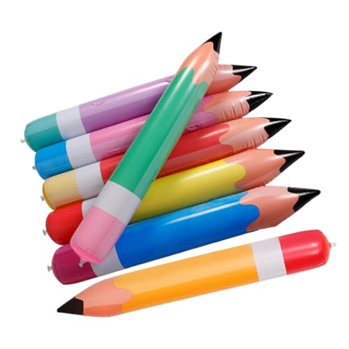 LOORGVEL 7 Stück Teiliges Aufblasbares Bleistift Deko aus PVC Leicht Aufzublasen Bunte Schulanfang Dekoration für Klassenzimmer für Kindergeburtstage und Schulfeiern von LOORGVEL