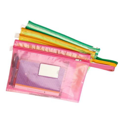 LOORGVEL 7 Stück Teiliges Transparente Mesh Dokumententaschen mit Verstärktem Reißverschluss Wasser Ölbeständig Vielseitiger Aufbewahrungsbeutel für Büro Schule und Zuhause Zufällige Farbe von LOORGVEL